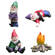 인테리어 조각상 석고조각상 석고상 4 pcs 요정 정원 술에 취해 gnomes 미니어처 장식품 세트 화분 화분 장식 액세서리에 대 한 미니 드워프 모닥불 동상, 4개