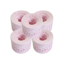 오키도키공방 뜨개실 종이실 라피아실 칼라끈 90m 95g X 5개, 18_G55 연핑크색 X 5개