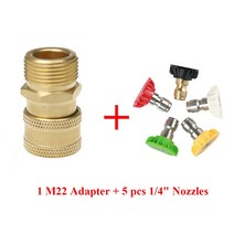 고압 세척기 노즐 자동차 와셔 황동 커넥터 M22 수 어댑터 1/4 