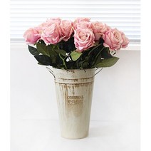 쉐비블랑체 장미 조화 3컬러 로즈 인테리어 장미꽃 꽃다발, 핑크