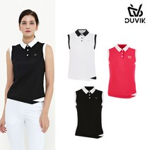 듀빅 듀빅 여성 배색포인트 민소매 카라티셔츠 DD2WTS109