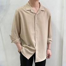 라운지21 남자 오버핏 오픈카라 파자마 린넨셔츠