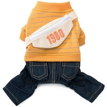 강아지 겨울옷 점프수트 겨울 따뜻한 개 데님 옷 애완 동물 사랑 스럽다 운동복 & 청바지 중간 작은 개를위한 의상 점프 슈트 고양이 바지 치와와, 05 XL, 01 Yellow