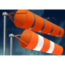 풍향계 풍량계 윈드삭 바람깃발 바람개비 풍향측정기, 0.8m 형광 주황색 흰색 Windsock, 1개