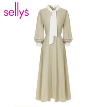 샐리 배색리본타이원피스_I3C-IOP011