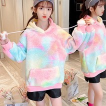 물나염 뽀글이 후드 티 기모 후드티 여아 롱티 주니어 롱티셔츠 초등 아동 키즈 후리스 170