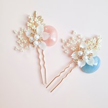 펄꽃잎 조가비 한복머리핀 혼주뒤꽂이 한복 뒷꽂이