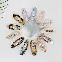 프랑스핀 호피 마블 5.5 cm 미니 타원 똑딱핀