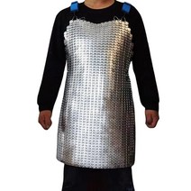 RETON-PPE 알루미늄 체인 메일 절단 방지 앞치마 나이프 방지 정육점 앞치마 안전 작업 입찰 조절 가능한 어깨끈 실버