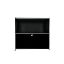 USM 우드 판넬 철제 수납장 1x2 블랙 하단 도어, 핑크