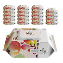 미엘 피치 100매 캡형 20팩 물티슈, 4개