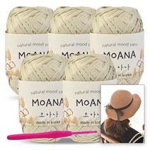 [니뜨] 모아나실(40g)x5볼+모사용코바늘 6/0호+모아나 리본햇 도안, 102_크림베이지