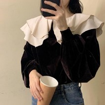 빨간 빅사이즈 벨벳 여성블라우스 퍼프 결혼식 지컷 여성티 레이스 니트 특이한 구김없는 예쁜 긴팔