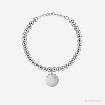 쿠키 각인 탄생석 실버 볼 미아방지 팔찌, 5월 에메랄드, baby 15cm