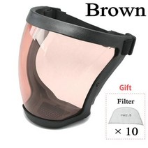 투명 스모그 라이딩 마스크 안면 김서림 방지 풀 페이스 쉴드 스플래시 방풍 안전 안경 보호 필터 포함 눈얼굴, Black Tea, Black Tea