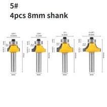 YUSUN 8MM Shank Corner Round Over Router Bit Woodworking Milling Cutter For Wood Face Mill, 01 CHINA, 01 4pcs 8mm shank