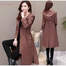 칠나무 여성 롱 트렌치 코트 후드 빅사이즈 트임