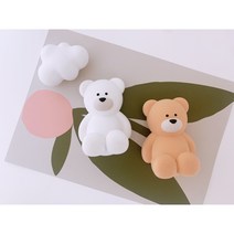 [라뮤즈캔들] 1+1 동글 곰돌이 세트 차량 석고방향제 리필오일 박스포장, 화이트1+1, 웨딩데이