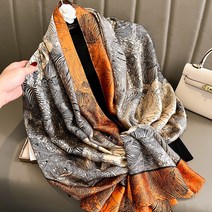 고급 실크 스카프 럭셔리 디자인 프린트 해변 숄 여성용 패션 풀라 80x180cm 겨울
