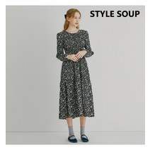 잔꽃 프린트 가슴 스모킹 자수 포인트 원피스(SY9OPH2)