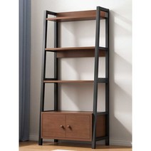 4단 책장 선반 높은 원목 서재 수납장 거실 사무실, 다크호두색80X35X180(방습캐비넷도어포함)