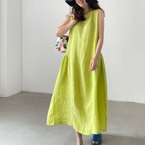 민소매원피스 PPSHDCHIC 프렌치 빈티지 머스타드 보여 화이트 키치한 무릎넓는 롱 와이드 루즈핏 2362577616