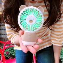 미니 선풍기 휴대용 손 USB 충전용 충전식 낚시 얼굴 빅팬 핸디 핸드, 베어블루