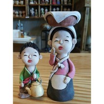 도자기인형 새참나르는 엄마와 아들 토우