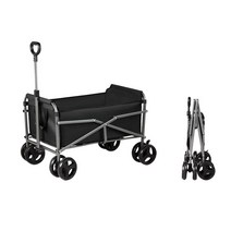 캠핑 웨건 접이식 카트 대형 경량 캠핑 왜건 수레 캐리어 5인치, 브레이크-블랙