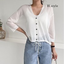 에이치스타일 WC 린후드가디건 여름 린넨