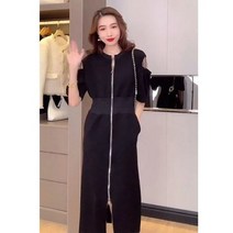 패션 원피스 순욕풍 오프숄더 어깨트임 지퍼 캐쥬얼 여성 가을 스타일리쉬 허리보정 슬림핏 하프기장 4998849316