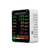 6 in 1 다기능 공기 품질 감지기 pm2.5 pm10 hcho tvoc co co2 포름알데히드 모니터 lcd 디스플레이 홈 공기 품질 테스터, 하얀