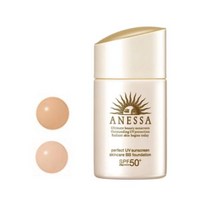 아넷사 시세이도 Anessa 퍼펙트 UV 선 스크린 BB 파운데이션 촉촉한 크림 25ml, 브라이트 오커