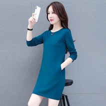 T 가을신상 슬림핏 크루넥 패션 원피스 뚱뚱한 사람들 점프수트