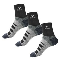 브이존 두툼한 쿠션 등산양말 중목 3족 특허받은 기능성 양말, 블랙(25-28) x 3족