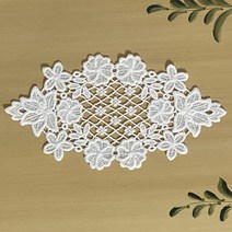 지니 꽃뜨개자수레이스컵받침대, 약 가로22.5*세로13cm, 화이트