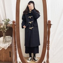 FANSYLI 여자 떡볶이 코트 가을 겨울 후드 하프 모직 코트 11B28