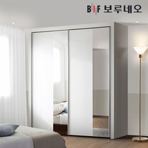 보루네오 10cm 메종 슬라이딩 작은방 붙박이장 5자 6자 7자, 오크화이트&은경콤비10cm