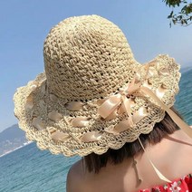 LUMANOKI 여성 여행 리본 밀짚모자