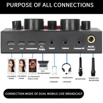 디제잉기계 HD V8 웹 캐스트 사운드 카드 오디오 인터페이스가있는 라이브 방송 USB 헤드셋 마이크 개인 엔, 한개옵션0
