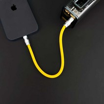 Apple 휴대폰 및 Android에 적합한 보조베터리 15cm 단기 맞춤형 슈퍼 소프트 실리콘 더블 Typec 데이터 케이블, 매트 블랙 0.5m
