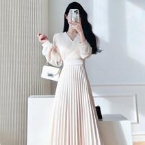 블링앤수 여성 브이넥 캐시미어 오피스 원피스 KZZ873