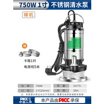 관개 수로 하수 양수기 소형 농업용 물펌프 잠수정, 750W1인치5m케이블-베어