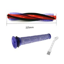 다이슨 호환 V6 애니멀 DC59 DC62 SV03 용 강모 브러시 롤 필터 18.5cm/22.5cm 롤러 클리너 어셈블리 바 엔드 캡 커버, 04 225mm-kits
