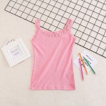 COOREENA별천지 여성 컬러 나시 민소매티 봄 여름 면 티셔츠 레이스