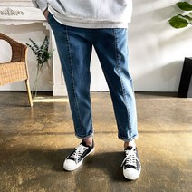 웨일즈 전체스판 빈티지 테이퍼드핏 핀턱 절개라인 밴딩 데님 청바지(3 Color)28~36