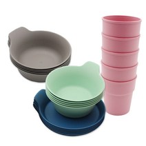 안깨지는그릇세트 4종 20p(국그릇5p+밥그릇5p+컵5p+접시5p) 깨지지않는감성캠핑식기 BPA FREE 플라스틱 다회용 홈파티용식기 유아식기 유아그릇 아기컵 18시 주문 당일발송, 캠핑식기세트 4종 20개