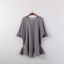 루즈 핏 페블럼 라인 스웨이드 원피스 샤크스킨