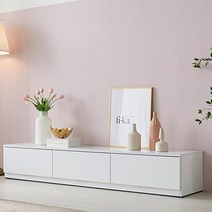 화이트 낮은거실장 75인치티비거치대 테레비다이 1800, 멀바우