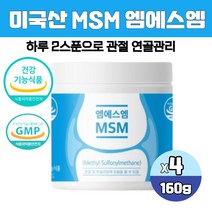 미국산 순수 엠에스엠 식이유황 분말 디메틸설폰 MSM 무릎 관절 영양제 MSN 가루 파우더 식약처인증, 160g 4통